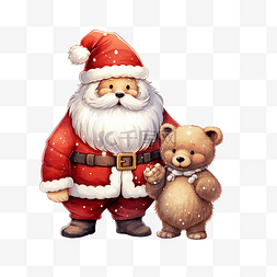 可爱的熊与圣诞老人可爱的圣诞卡