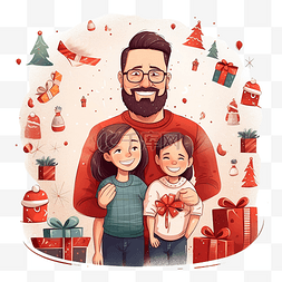围绕图片_父亲和女儿一起围绕圣诞元素