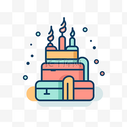 带有许多蛋糕和蜡烛的图标是用明