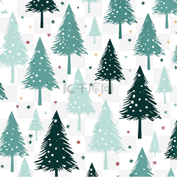 美丽的无缝重复图案与雪花圣诞树