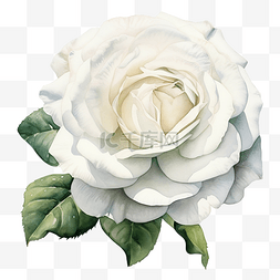 白玫瑰水彩