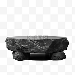 岩石背景素材图片_3D黑石讲台展示天然粗糙灰色岩石