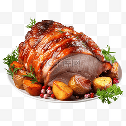 烧烤食材蔬菜图片_圣诞节或感恩节的美味开胃烤肉猪