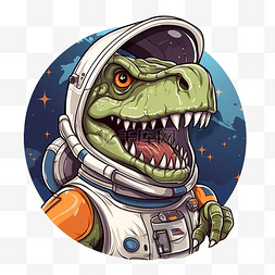 戴着头盔的恐龙宇航员的插图