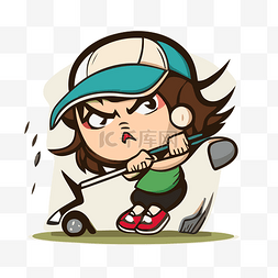 高尔夫卡通图片_女高尔夫球手 向量
