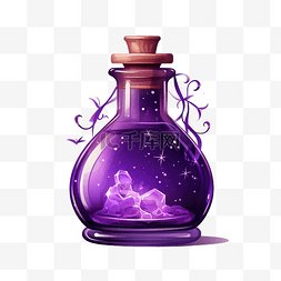 gui图片_瓶子里的紫色药水插画gui元素