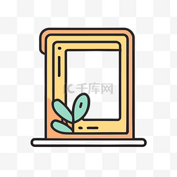 像素相框图片_带有植物线图标矢量图的相框