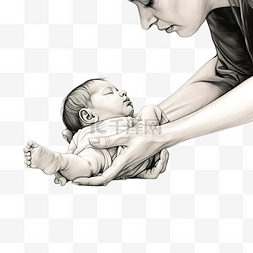 抱着婴儿的父母图片_妈妈抱着新生儿的脚画