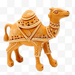 白色背景中的骆驼粘土东方纪念品