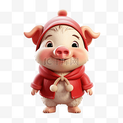 猪图片_穿着圣诞服装的可爱猪 穿着圣诞