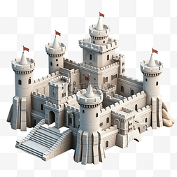 历史性图片_3d 渲染等距游戏城堡