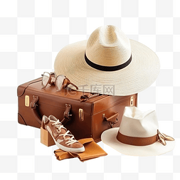 拖行李的人图片_旅行者配件 海滩旅行 暑假 度假配