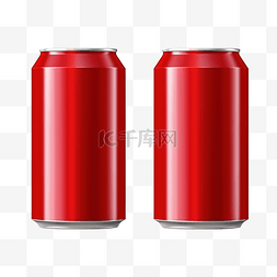 金属罐头图片_逼真的红色罐头，带有水滴，用于