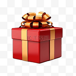 3d png 礼品盒红色带丝带元素圣诞