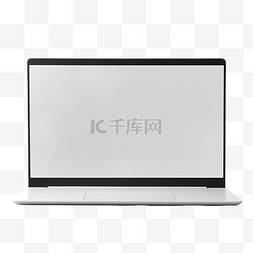 蓝色笔记本电脑图片_用于装饰技术的具有空白屏幕监控
