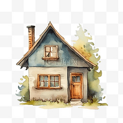 水彩画的小房子
