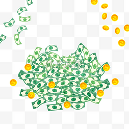 一堆硬币插画图片_钞票金币黄色