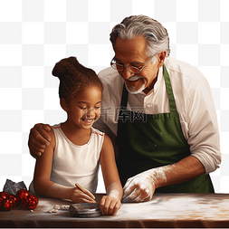 老奶奶素材图片_祖父母在圣诞节那天穿着围裙帮助