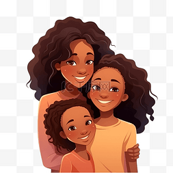 与妈妈拥抱图片_卡通人物与美国非洲母女拥抱母亲