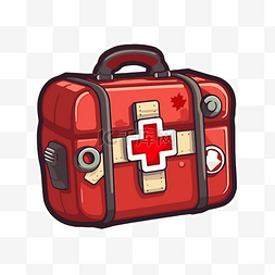 袋剪贴画图片_用于紧急急救箱的卡通药袋剪贴画