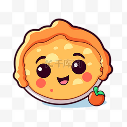 可爱馅饼图片_这个带有可爱脸蛋和红苹果的卡通
