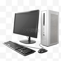 台式电脑与 3d 框 3d 插图
