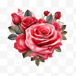 心樱桃图片_红玫瑰花与粉红色的心 PNG