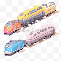 3d 机车子弹头列车与铁轨蒸汽火车
