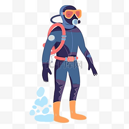 浮潜剪贴画水肺潜水员角色与水肺