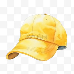 可爱的黄帽水彩插画时尚装饰元素