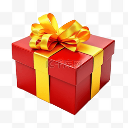 礼物箱图片_带黄丝带的红色礼品盒
