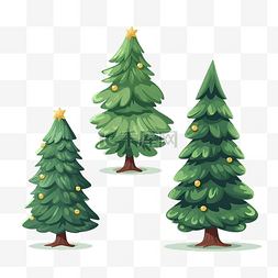 扁平的圣诞树松树装饰着美丽的灯