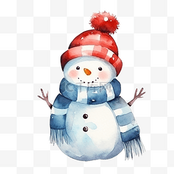 水彩可爱雪人人物圣诞快乐