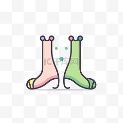 袜子图标图片_平面设计背景下的两只彩色袜子 
