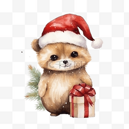 水彩斑马动物图片_圣诞节可爱的动物与水彩插图