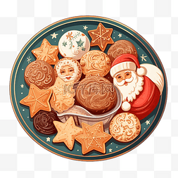 烘焙图片_带圣诞饼干的金属托盘 圣尼古拉