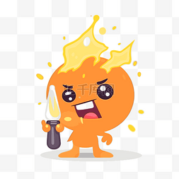 着火图片_zap 剪贴画卡通人物用刀着火的橙