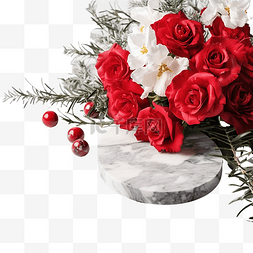 鲜花和卡片图片_圣诞束鲜花和大理石