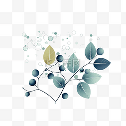 叶子和分子插图以最小的风格