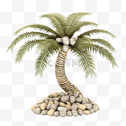 棕榈树与石头 3d