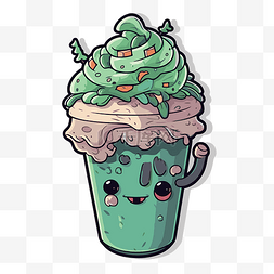 可爱的绿色冰淇淋甜点 向量