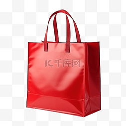 帆布包红色图片_红色购物袋与反射地板隔离用于样
