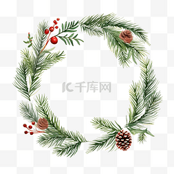 快乐圣诞贺卡与松枝框架插图
