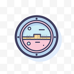 舷窗图片_粉色和蓝色圆圈中的水族馆图标 