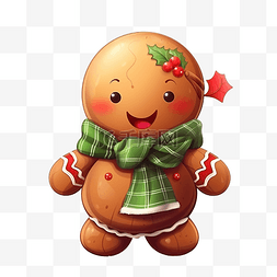 围巾女图片_圣诞快乐可爱的姜饼，配红色浆果