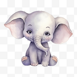 可爱象图片_水彩可爱的大象