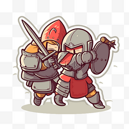 两个骑士为了骑士贴纸而互相争斗