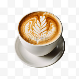 立体咖啡拉花图片_写实拉花咖啡元素立体免抠图案