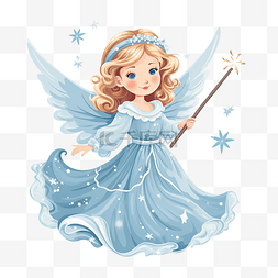小小阅读之星图片_拿着魔杖飞翔的圣诞天使