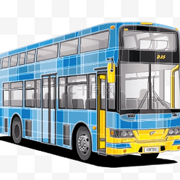 品牌城市图片_3D渲染泰国城市巴士蓝色白色黄色